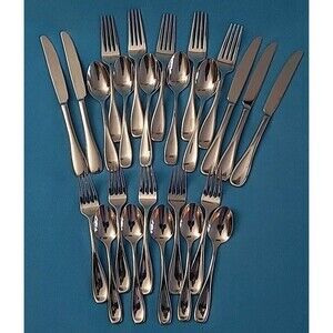 25 PCS Oneida VOSS Glossy Spoons Forks Knives Stainless Flatware Silverware
